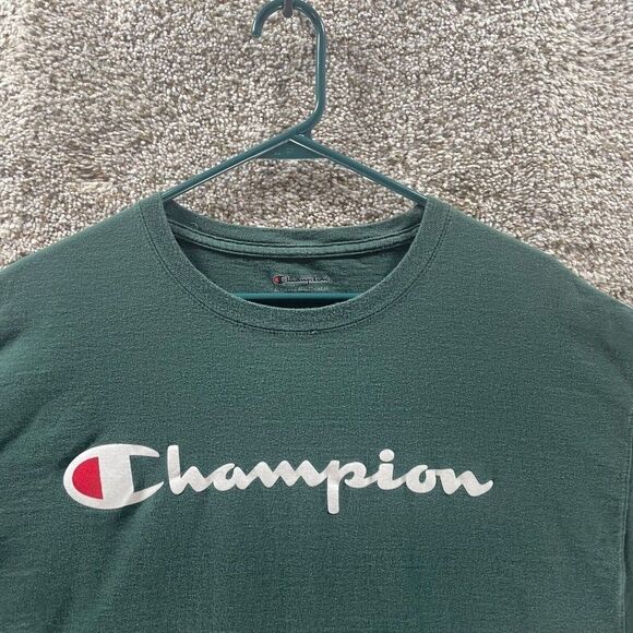 Champion Shirt Adult Extra Large Green‎ Short Sleeve Spell Out Logo Streetwear - Picture 3 of 11